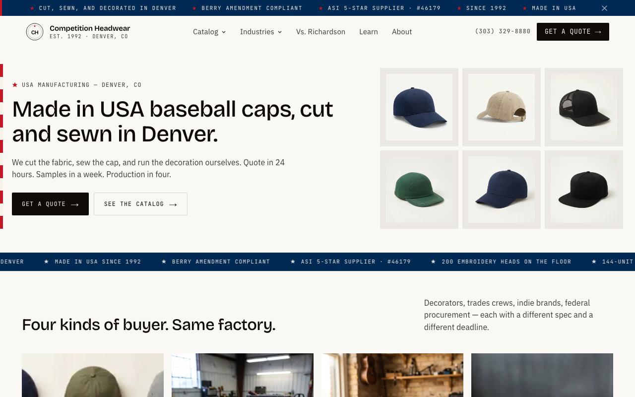 Competition Headwear — built by BRCG