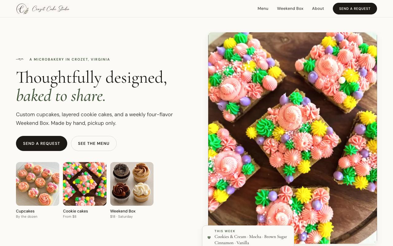 Crozet Cake Studio — built by BRCG
