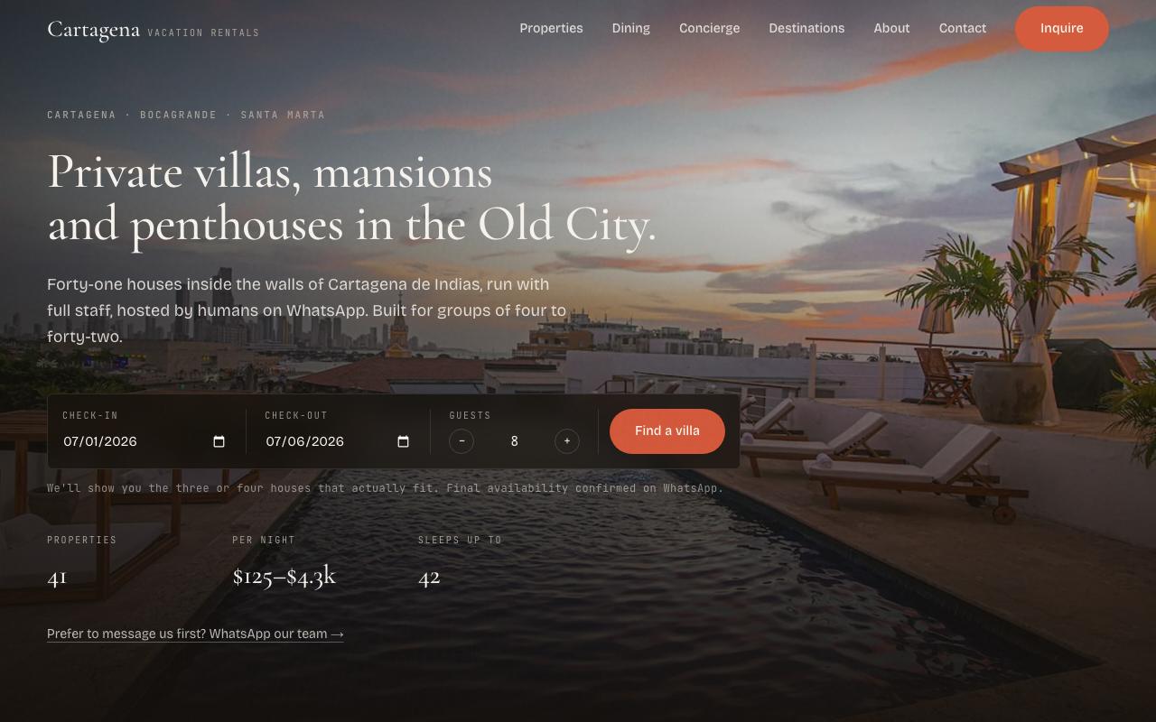 Vacation Cartagena — built by BRCG
