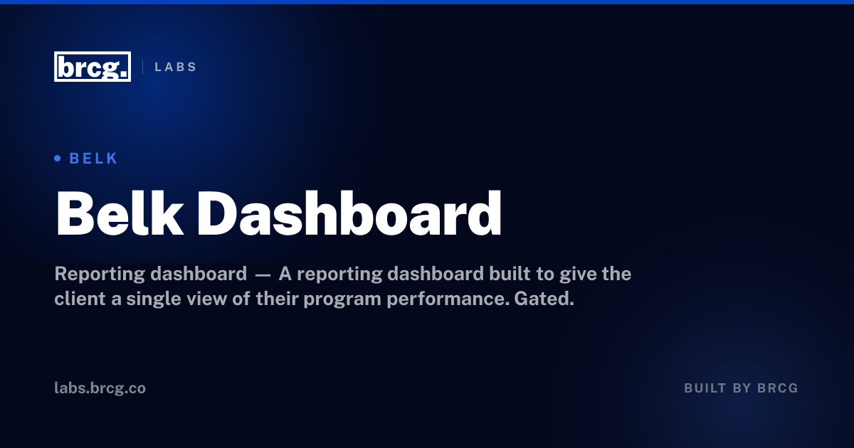 Belk Dashboard — built by BRCG