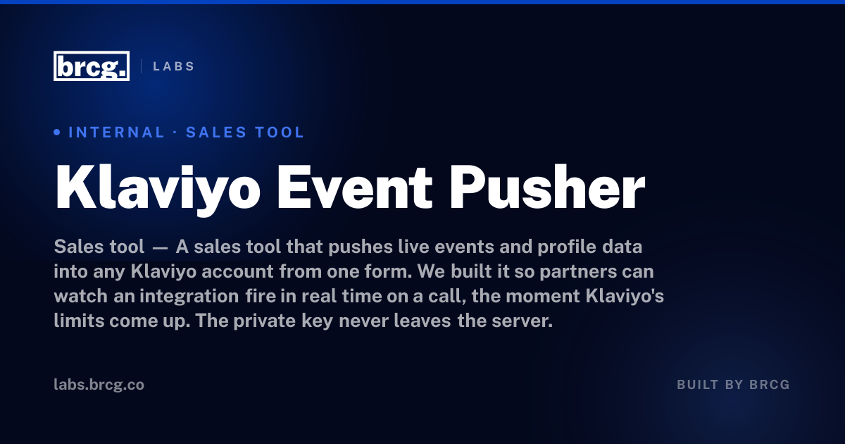 Klaviyo Event Pusher — built by BRCG